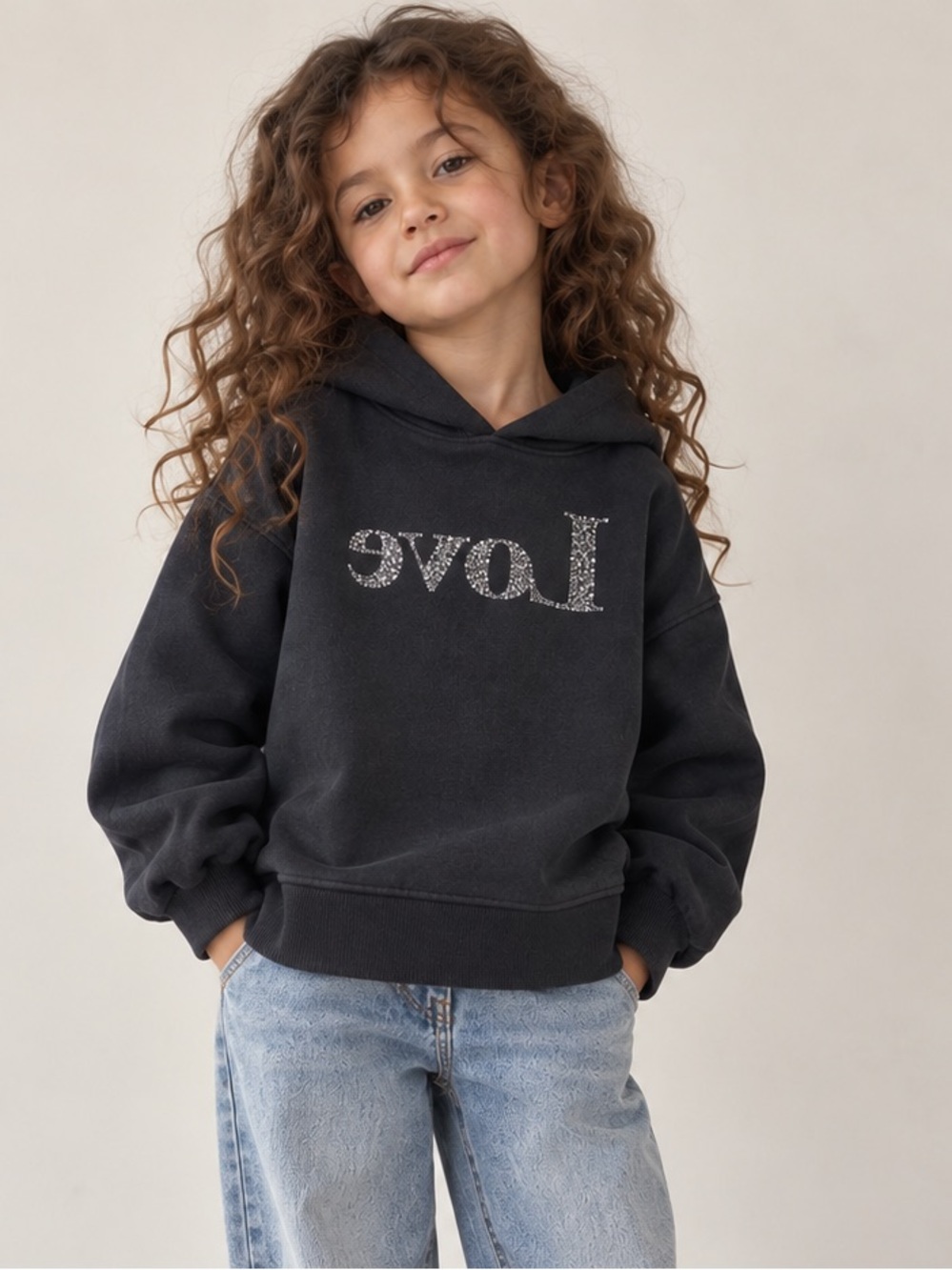 Zara Kids "LOVE" Rhinestone Embellished Sweatshirt ~ Size 6